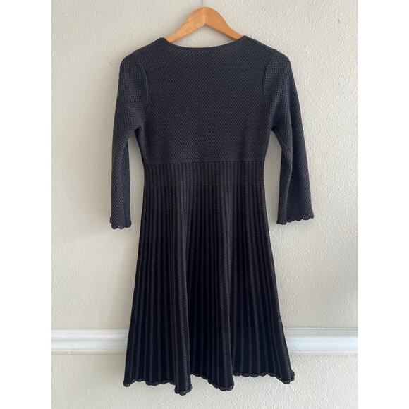 Calvin Klein dark gray Knit Sweater Dress Scalloped babydoll feminine - Picture 2 of 9